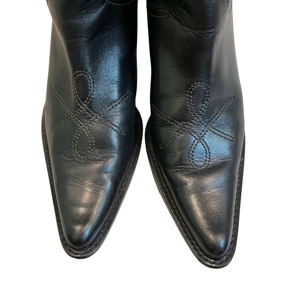 Franco Sarto Leather “Witchy Pointy” Toe Mid Calf Pull On Western Boots - Picture 6 of 16